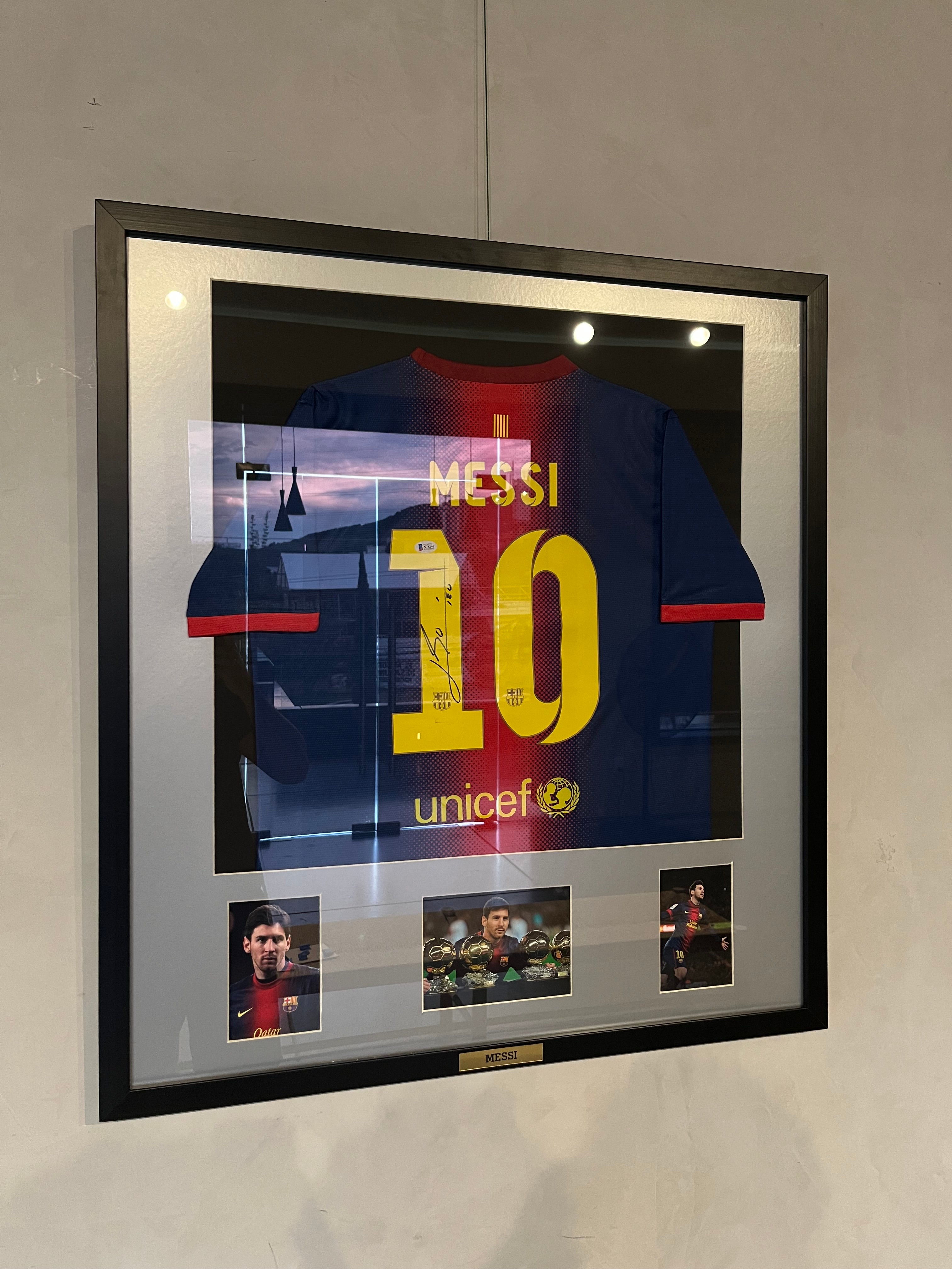 Autógrafo de Lionel Messi | Jersey FC Barcelona 2012/13 Certificada Beckett enmarcada