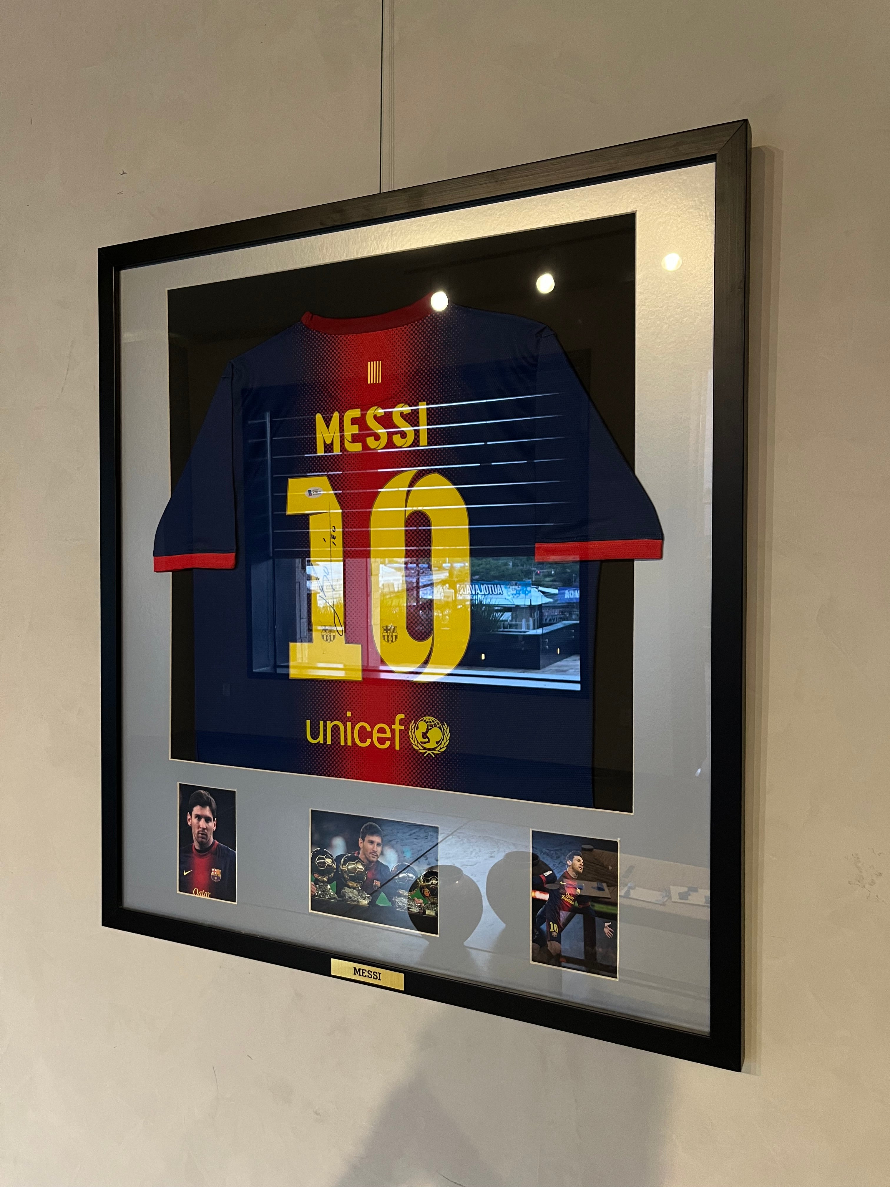 Autógrafo de Lionel Messi | Jersey FC Barcelona 2012/13 Certificada Beckett enmarcada