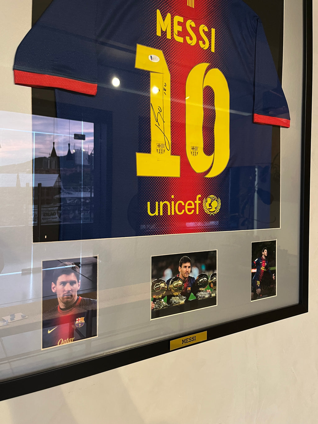 Autógrafo de Lionel Messi | Jersey FC Barcelona 2012/13 Certificada Beckett enmarcada