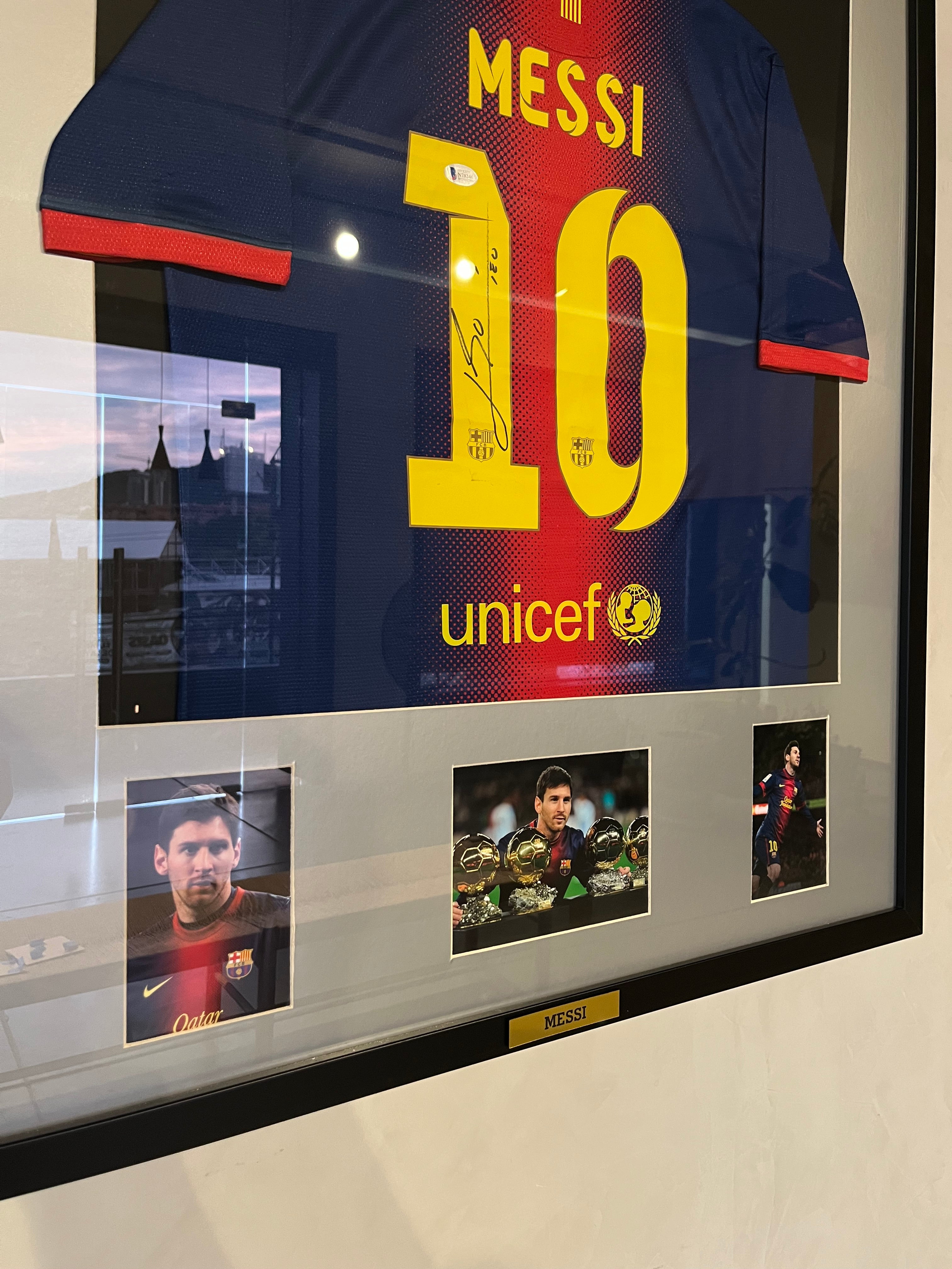 Autógrafo de Lionel Messi | Jersey FC Barcelona 2012/13 Certificada Beckett enmarcada