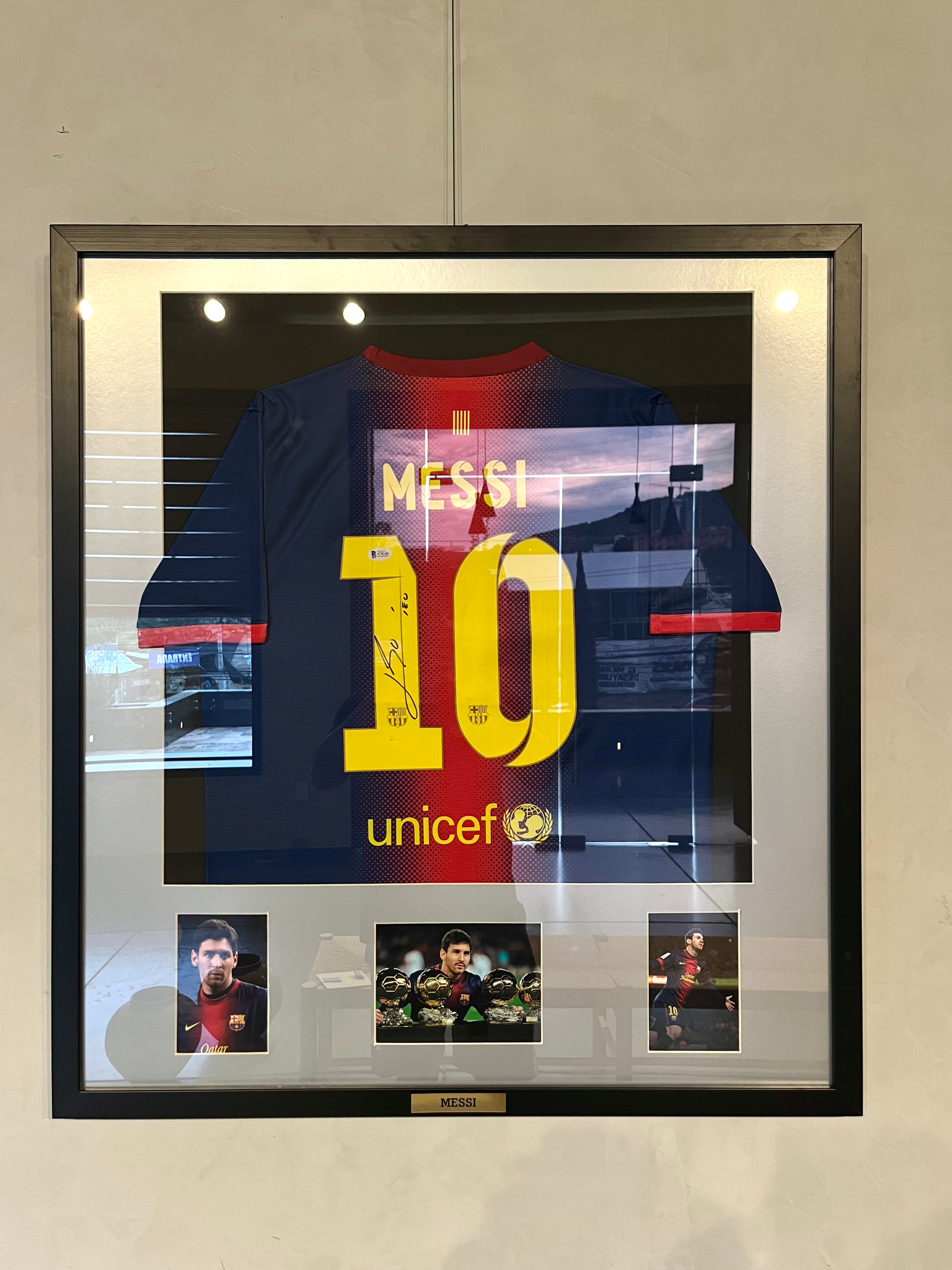 Autógrafo de Lionel Messi | Jersey FC Barcelona 2012/13 Certificada Beckett enmarcada