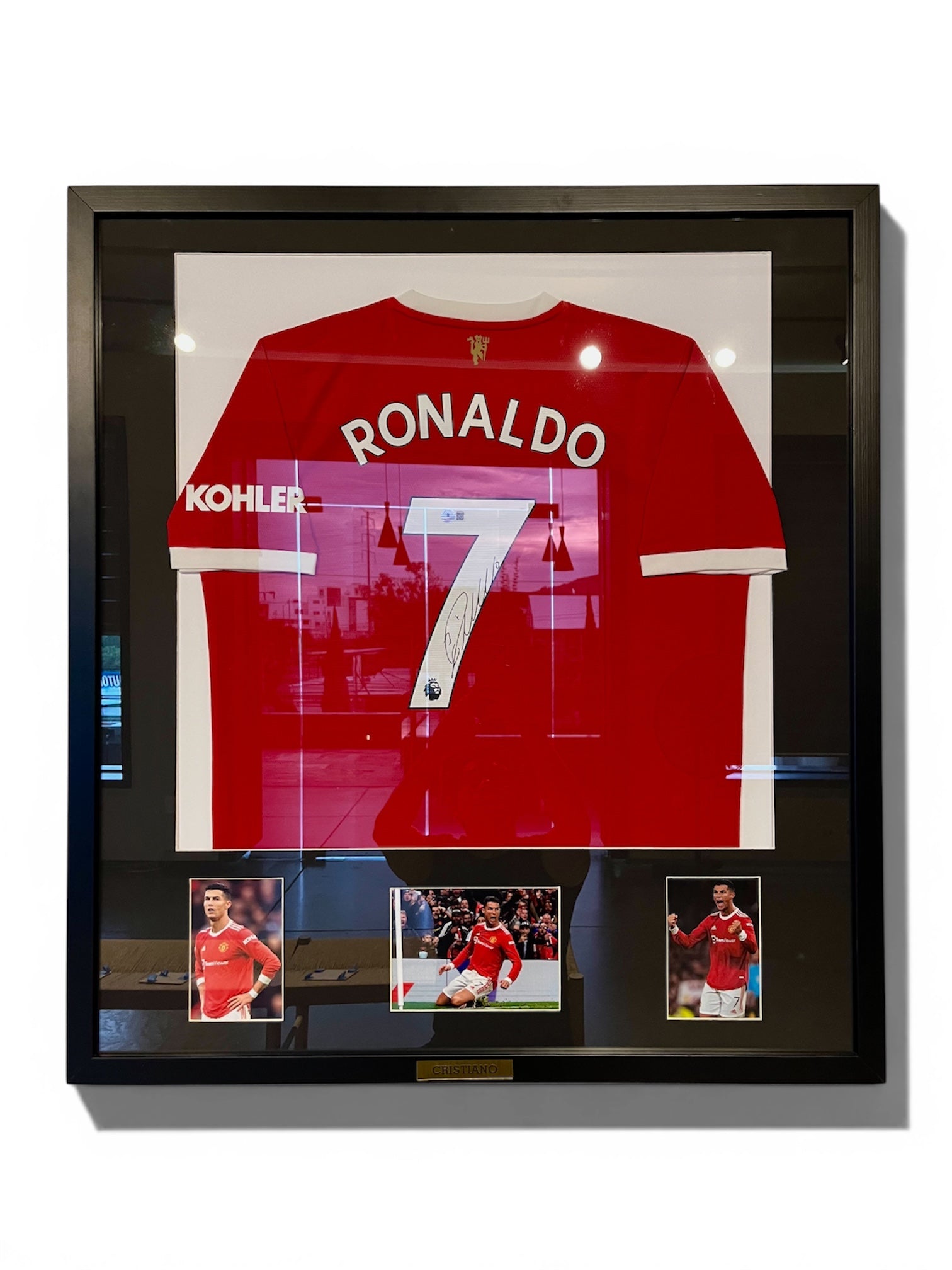 Autógrafo de Cristiano Ronaldo | Jersey Manchester United 2022 Certificada Beckett enmarcada
