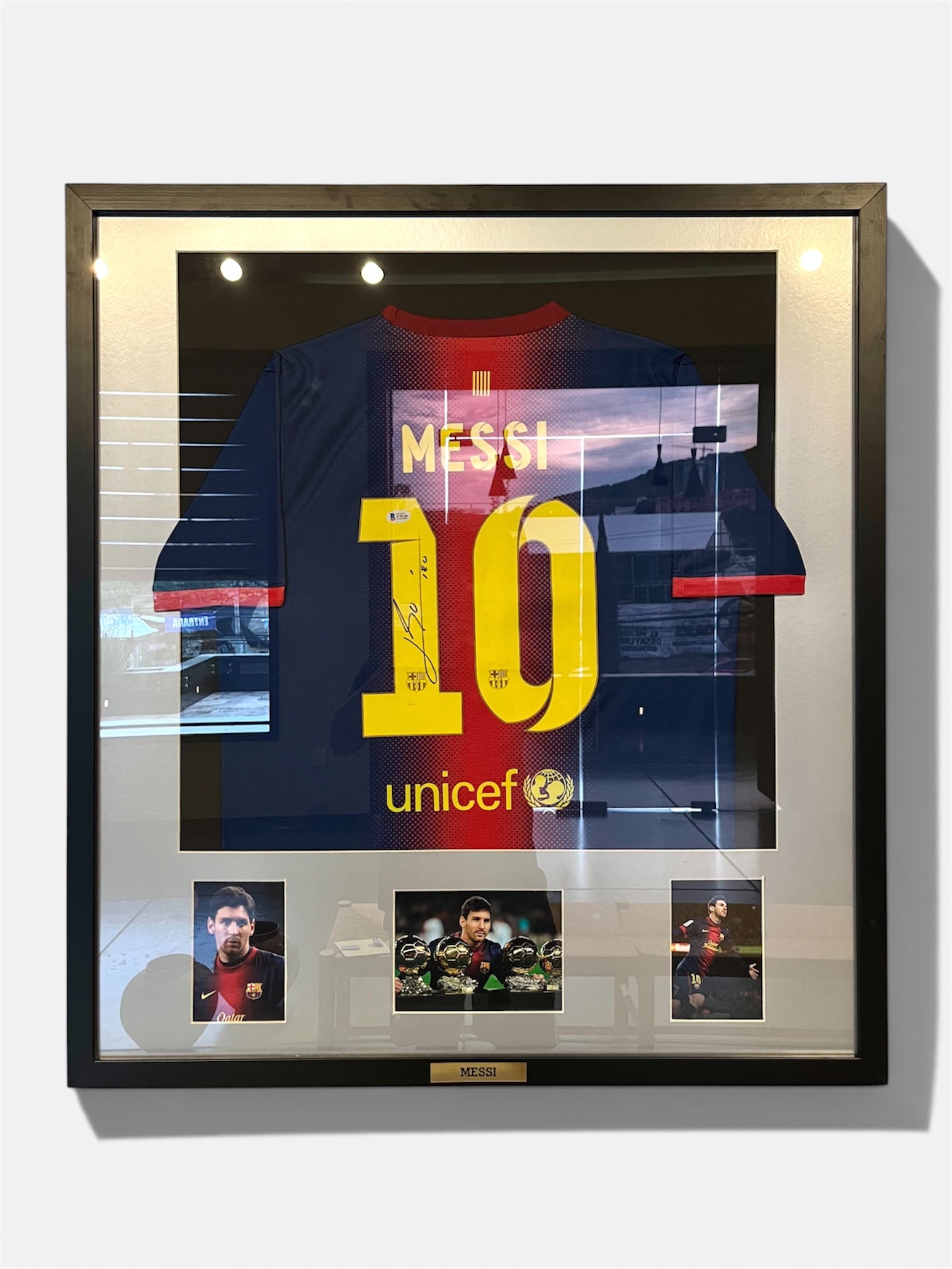 Autógrafo de Lionel Messi | Jersey FC Barcelona 2012/13 Certificada Beckett enmarcada