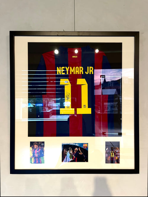 Autógrafo de Neymar Jr. | Jersey FC Barcelona 2014/15 Certificada Beckett enmarcada