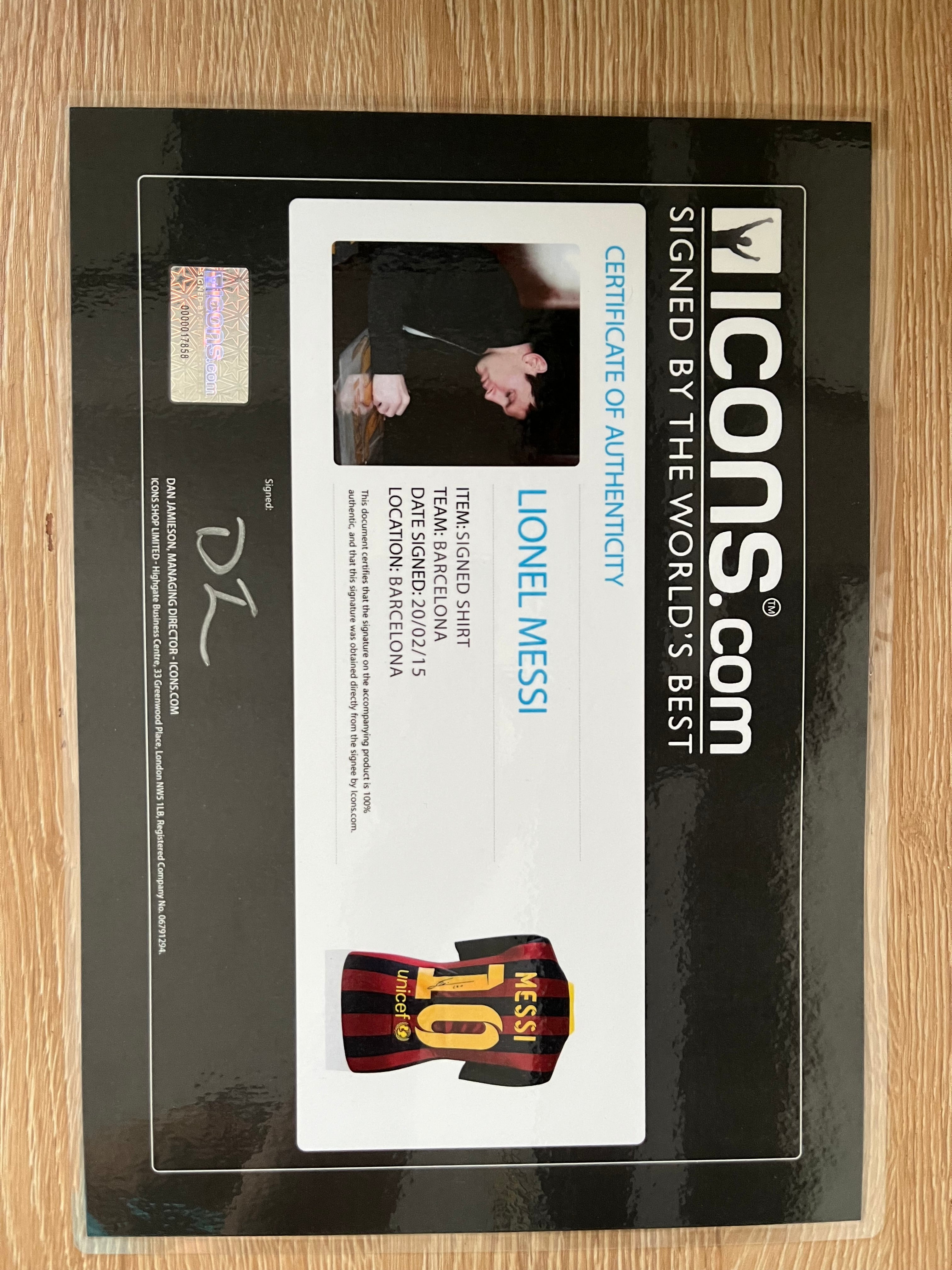 Autógrafo de Lionel Messi | Jersey FC Barcelona 2013/14 Certificada Icons